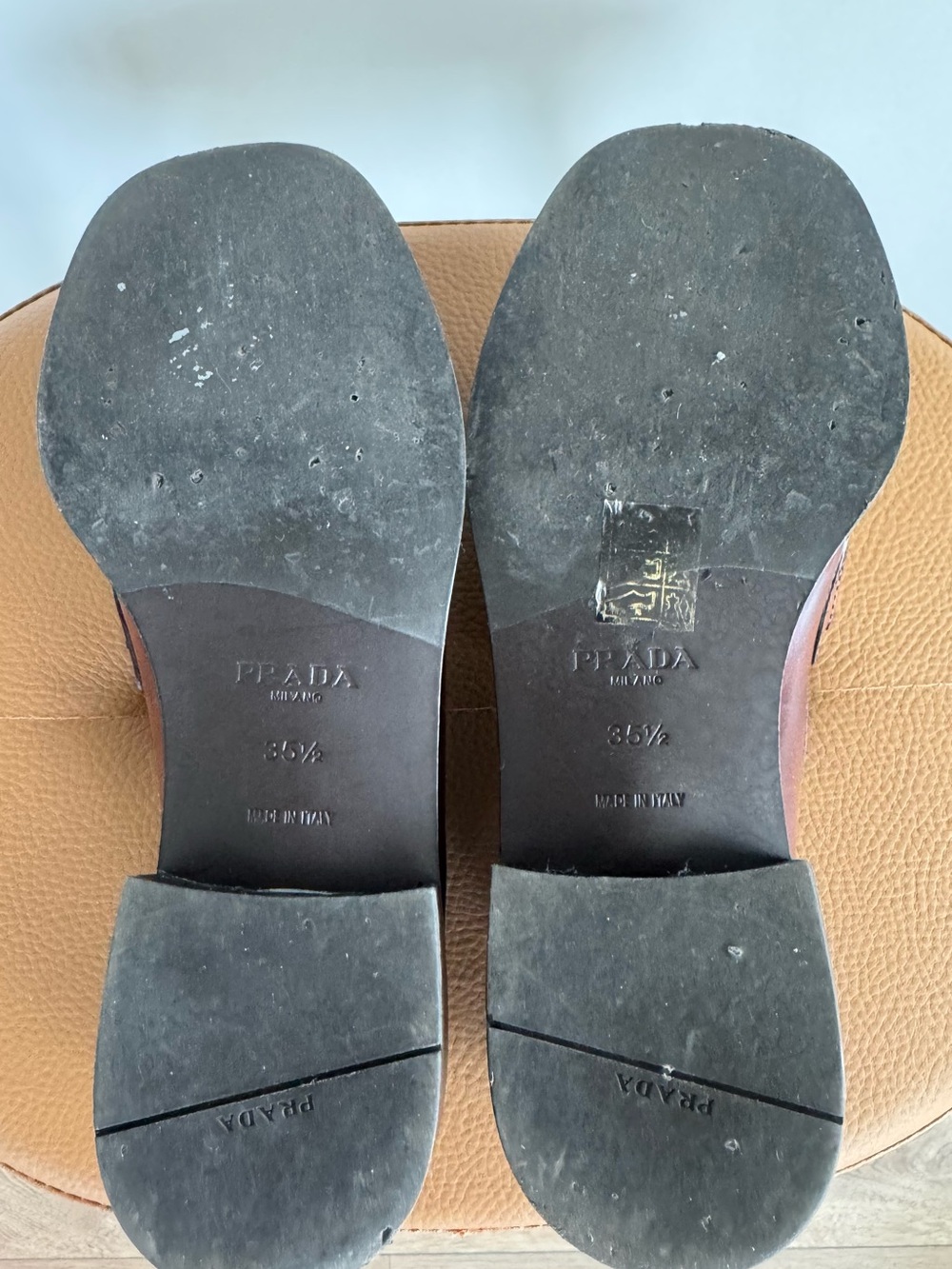 Prada Brown Leather Loafers with Gold Buckle - Picture 8 of 11